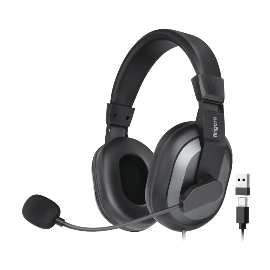 FINGERS NoisISO C15 Wired Headset | USB Type-C & Advanced Noise Isolation - AK Infotech