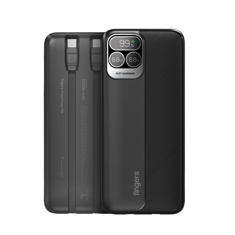 FINGERS PowerPump-P65 Power Bank | 20,000 mAh & 65W Fast Charging