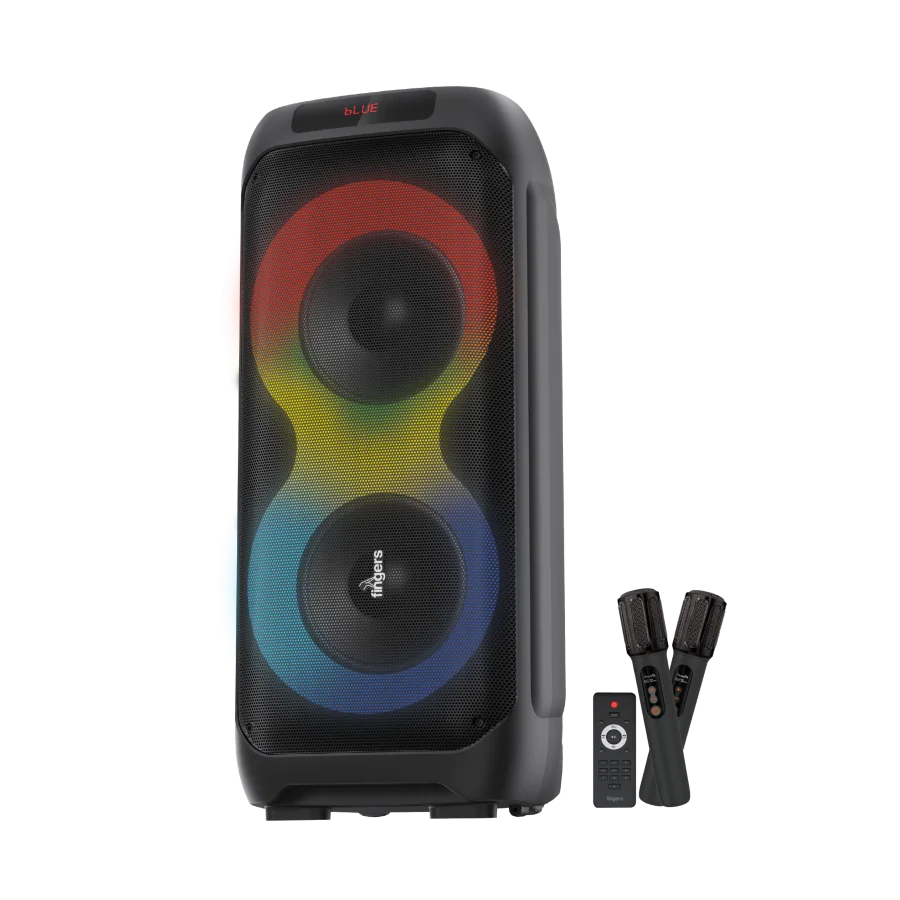 FINGERS RollingParties-124 Party Speaker | 120W Bass & 2 Wireless Mics