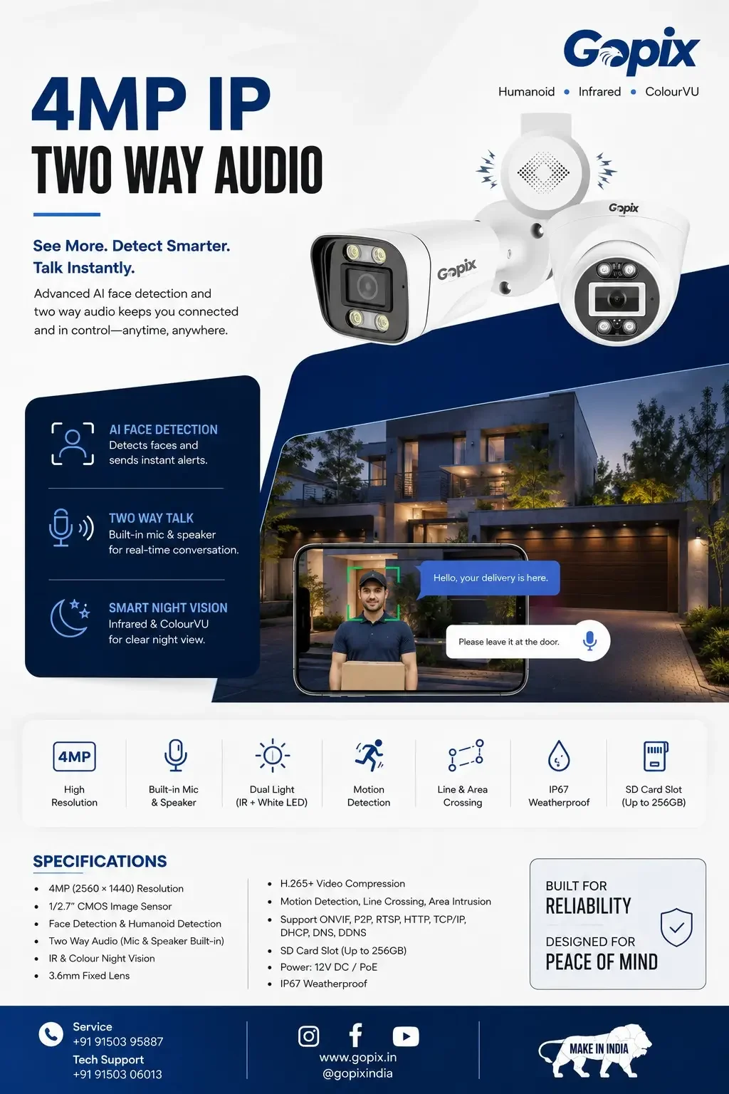 Gopix 4MP IP with Two way Audio, Face Detection, Alarm Combo - AK Infotech