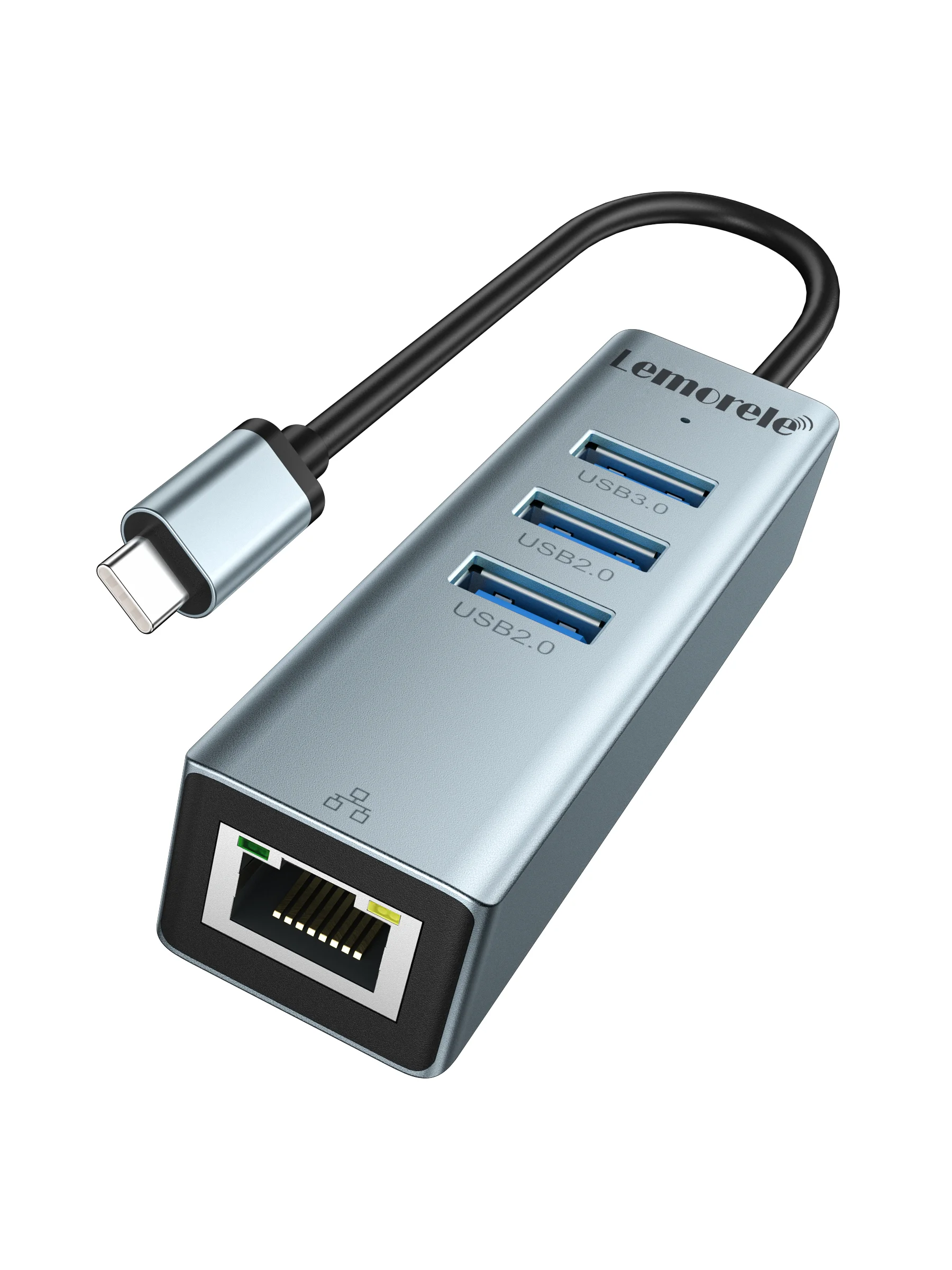 Lemorele 4-In-1 USB Hub With 1000Mbps RJ45, USB 3.0 & Dual USB 2.0 (TC43L)