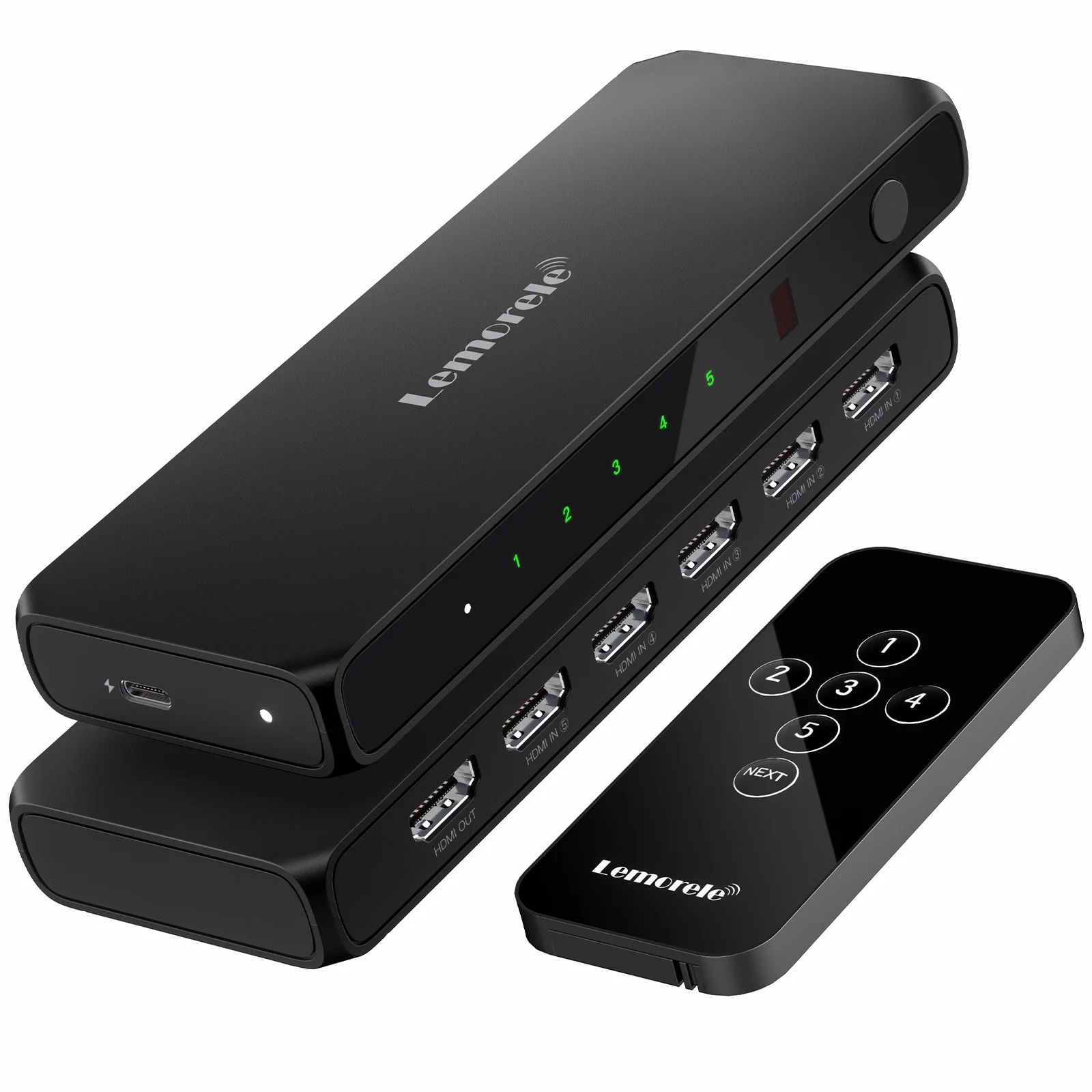 Lemorele 5-In-1 HDMI 2.0 Switch With 5 HDMI Inputs, 4K@30Hz & Ir Remote Control (G96)