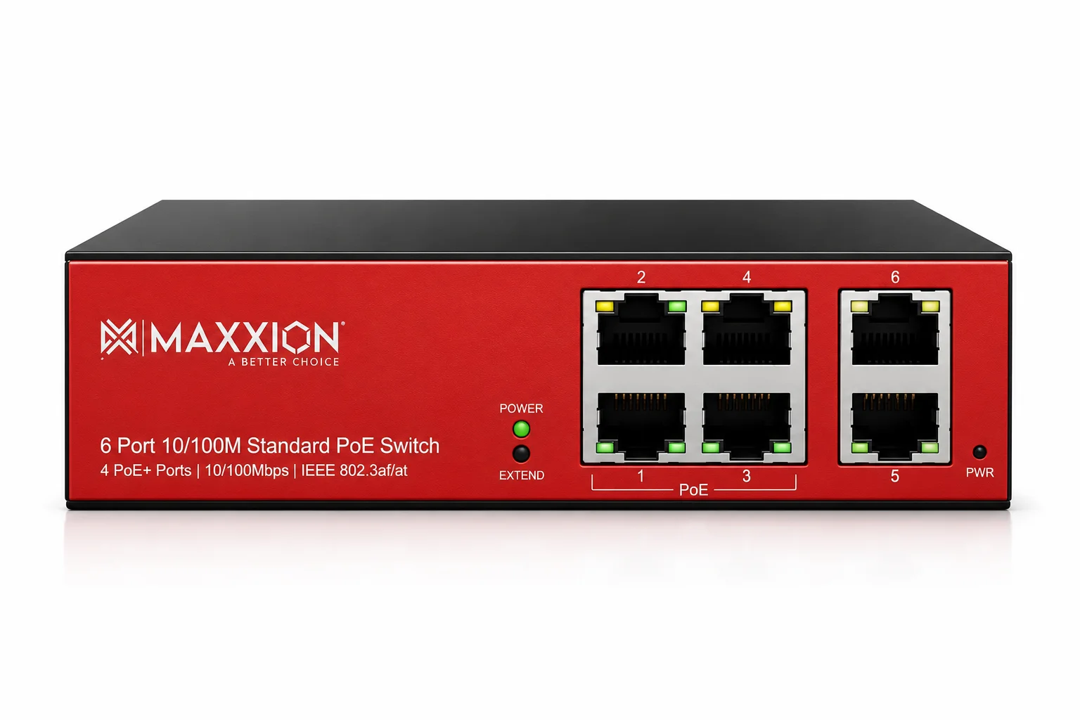 Maxxion 4 Port POE Switch 10/100 (MX-4F2F-P60)
