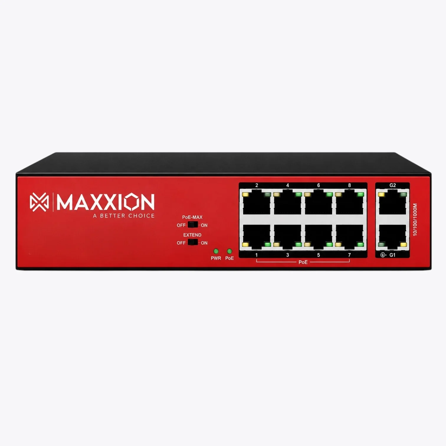 Maxxion 8 Port POE Switch 2 Uplink Giga (MX-8F2G-P96)