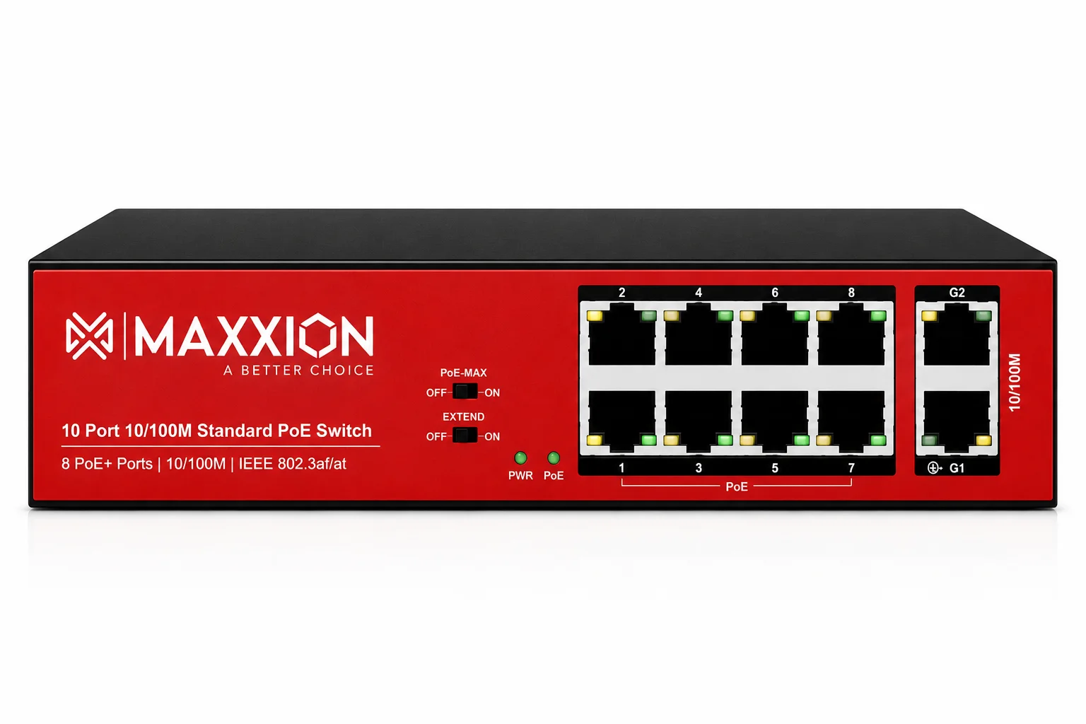 Maxxion 8+2 10/100 Port POE Switch(MX-1802-S120W)