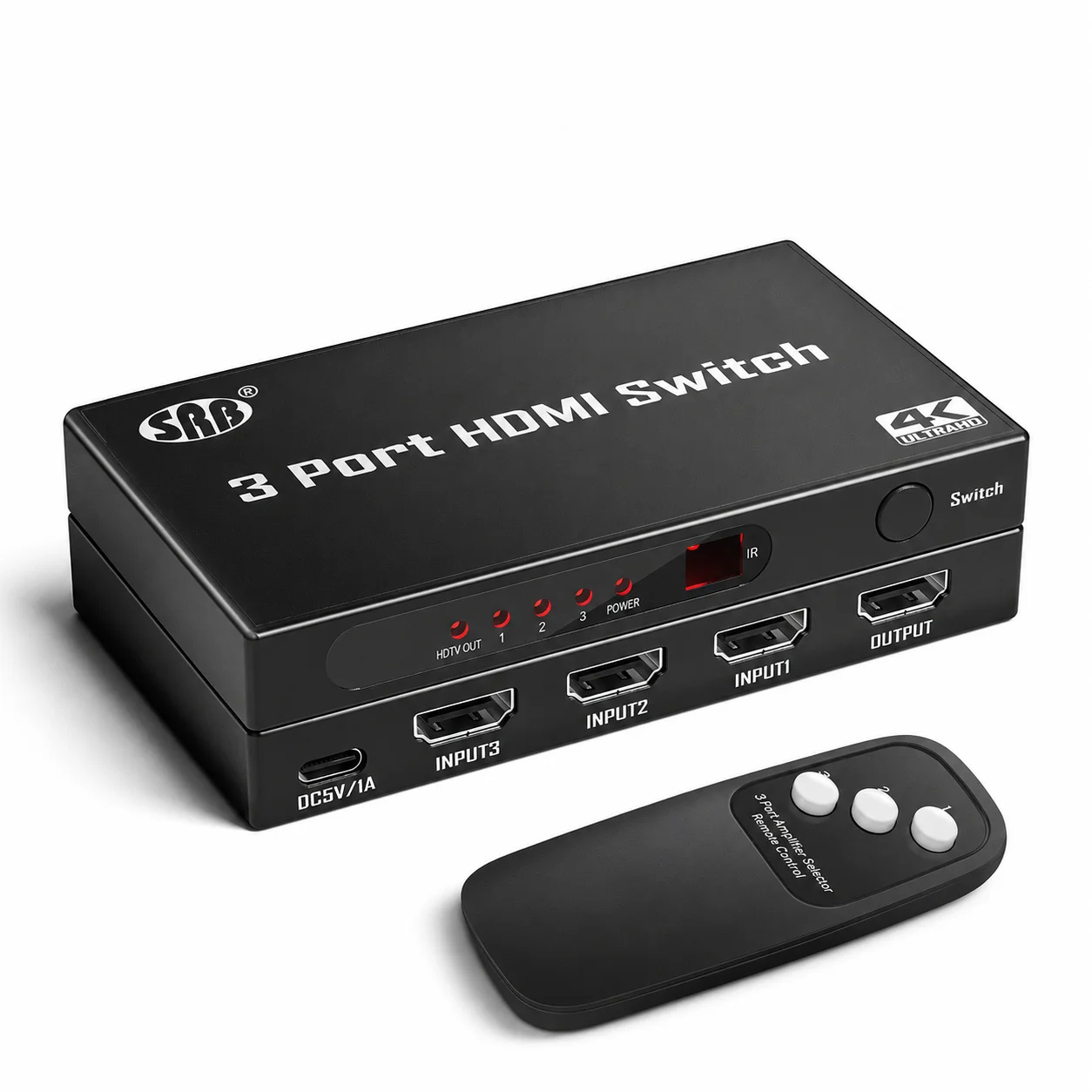 SRB HDMI Splitter 1:3, 4K60Hz,2.0 With Remote (SRB-301HS)
