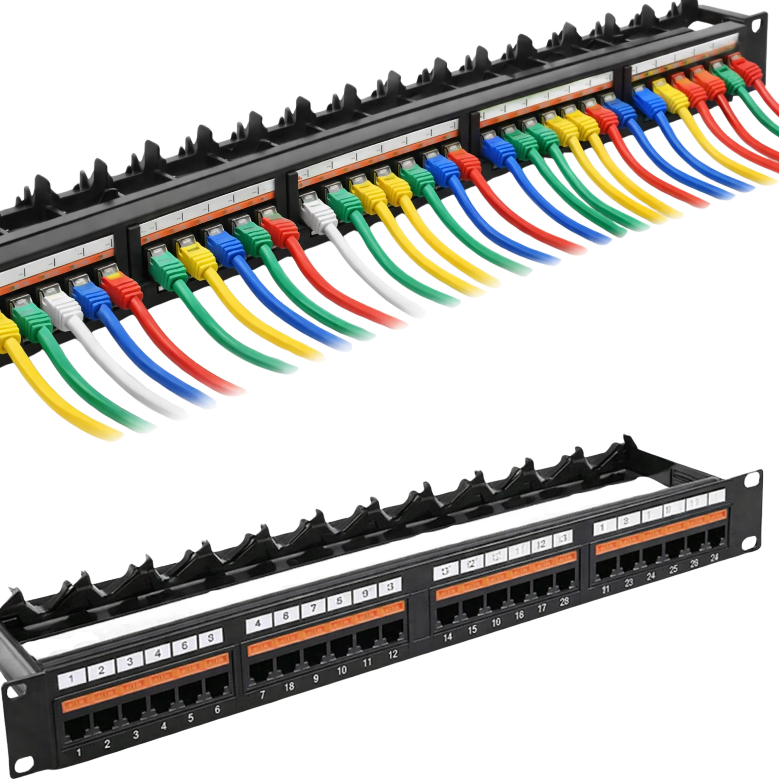 Trionet 1U 19 Inch 24-Port CAT6A UTP Pcb Patch Panel With Rear Cable Management (TN03C6APCB02+UTP24)