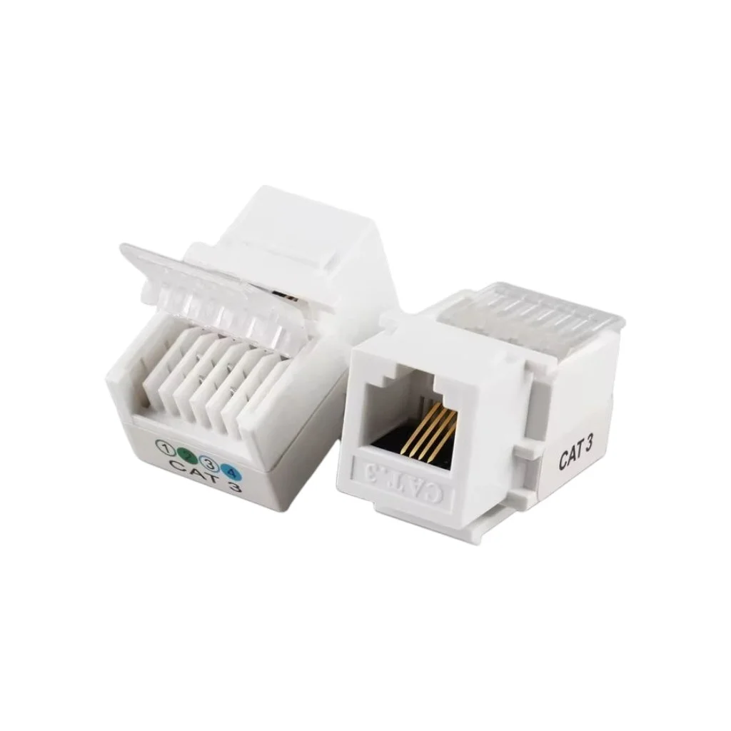 Trionet CAT3 UTP Telephone Toolless Keystone Jack, 3U Gold Plated, White (TN04C3KJ01QM)