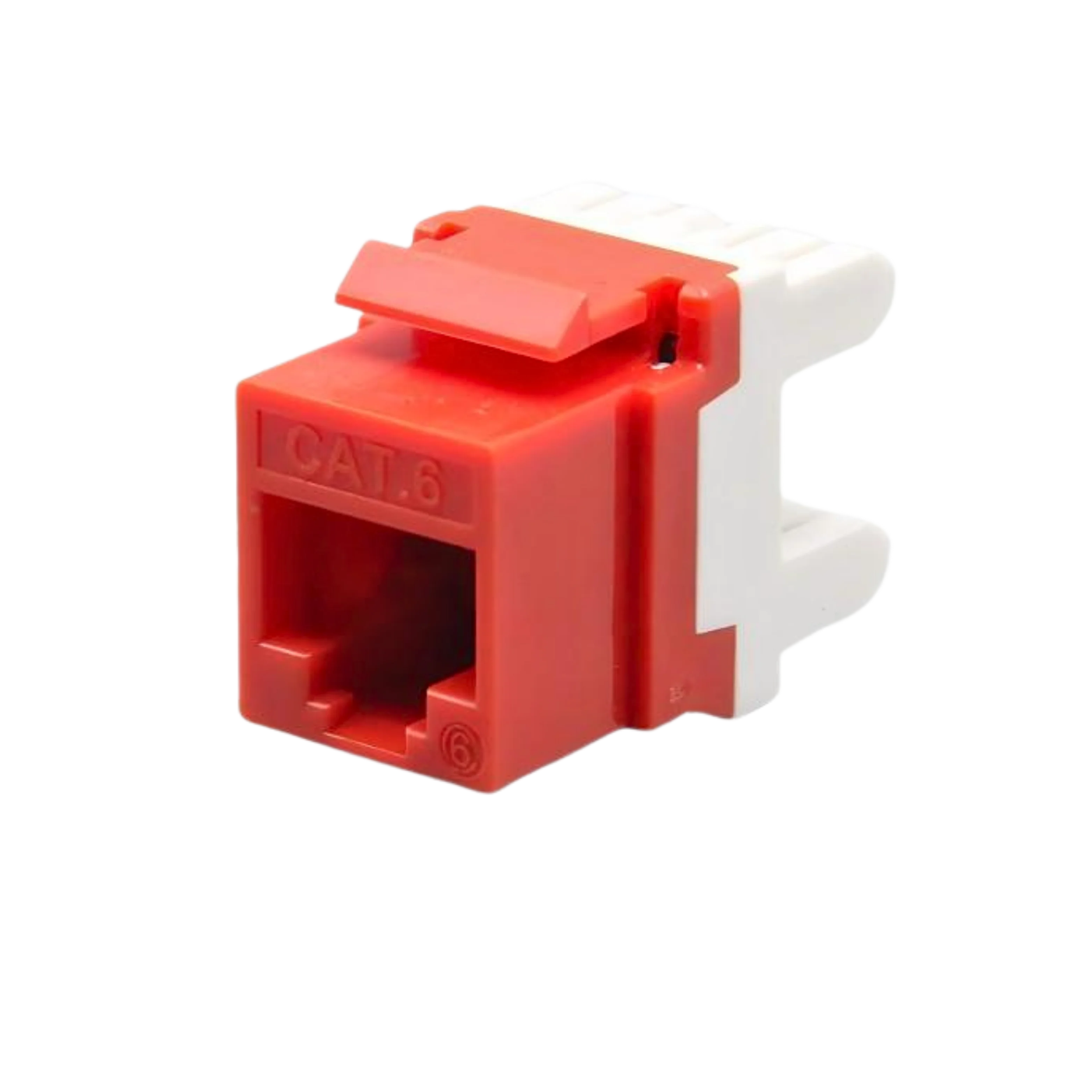 Trionet CAT6 UTP Keystone Jack 180° Mini Type, 3U Gold Plated, Red/White (TN04C6JK+UTP180RW)